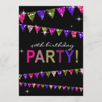 Glitter Pennant Flags 40th Birthday Celebration