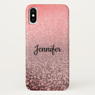 Glitter Personalised shiny sequin sparkle pink sil Case-Mate iPhone Case