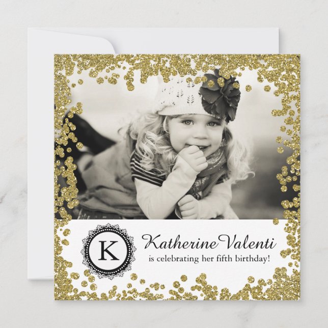 Glitter Photo Birthday Party Invitation (Front)