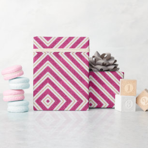 Glitter pink and gold line designs wrapping paper