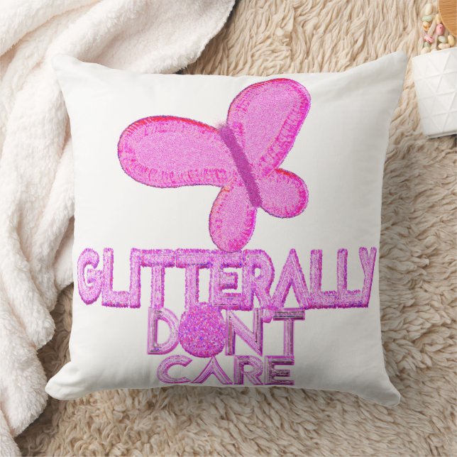 Glitter pink butterfly don't care cushion (Blanket)