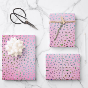 Glitter Pink Cheetah Print Wrapping Paper Sheet