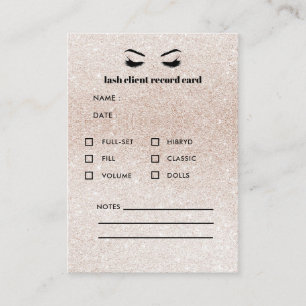 Glitter PINK Eyelash Extension Client Consultation Business Card