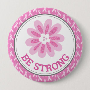 Glitter Pink Flower Breast Cancer Awareness Design 10 Cm Round Badge