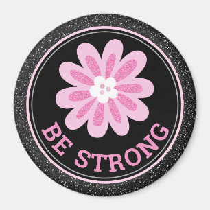 Glitter Pink Flower Breast Cancer Awareness Design Magnet