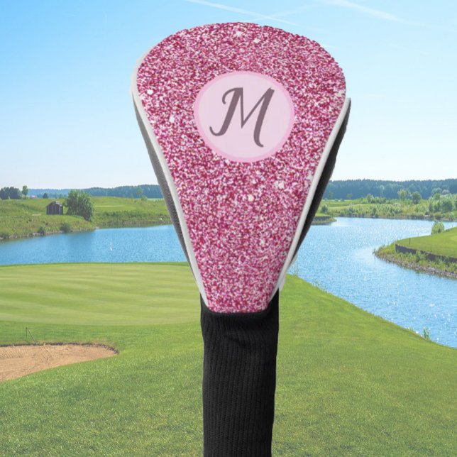Glitter pink glam elegant custom monogram ladies  golf head cover (Creator Uploaded)