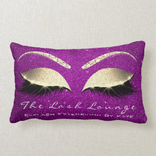 Glitter Pink Gold Makeup Eye Lashes Beauty Studio Lumbar Cushion