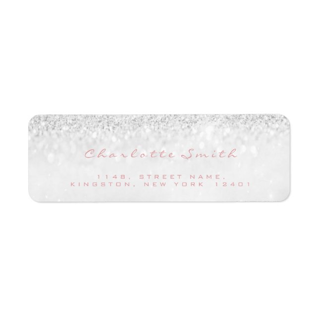 Glitter Pink Grey Girly RSVP Return Address (Front)