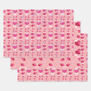 glitter pink heart vibrant romantic wallpaper wrapping paper sheet