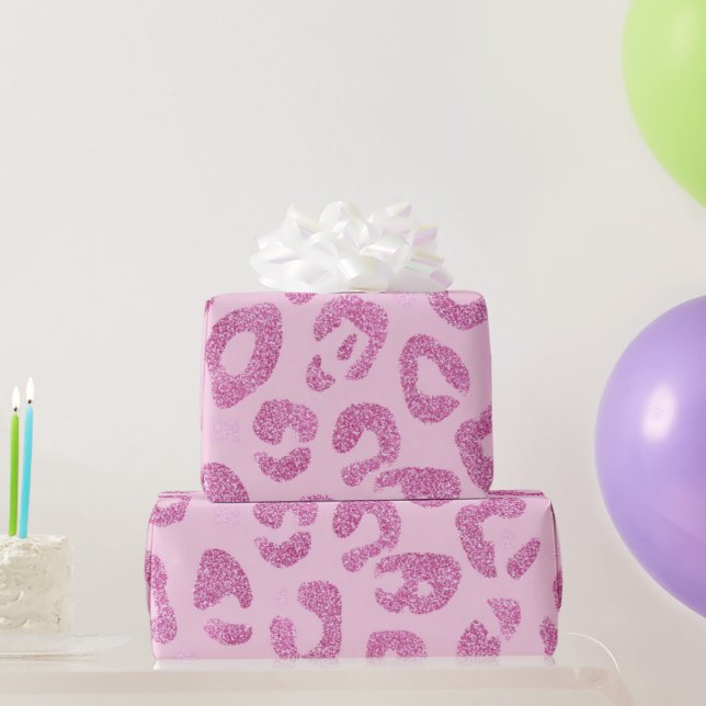 Glitter Pink Leopard Pattern Wrapping Paper (Party Gifts)
