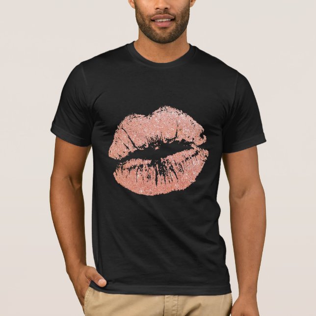 GLITTER Pink Lips Kiss T-shirts (Front)