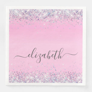 Glitter Pink Monogrammed Napkin