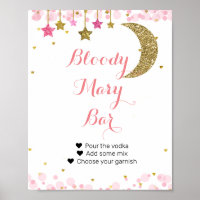 Glitter pink moon Watercolor Bloody Mary Bar Sign
