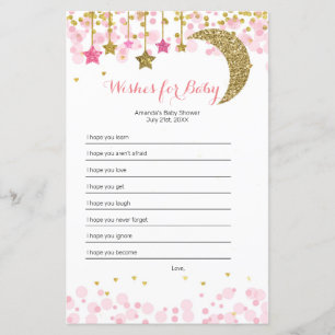 Glitter pink moon Watercolor Wishes for Baby Game