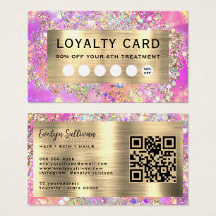 Glitter pink opal loyalty card