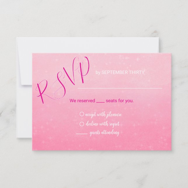 Glitter Pink Quinceñera RSVP card (Front)