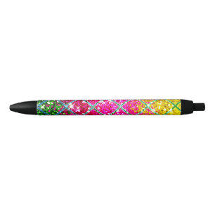 Glitter Pink Snakeskin Black Ink Pen
