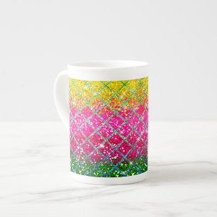 Glitter Pink Snakeskin Bone China Mug