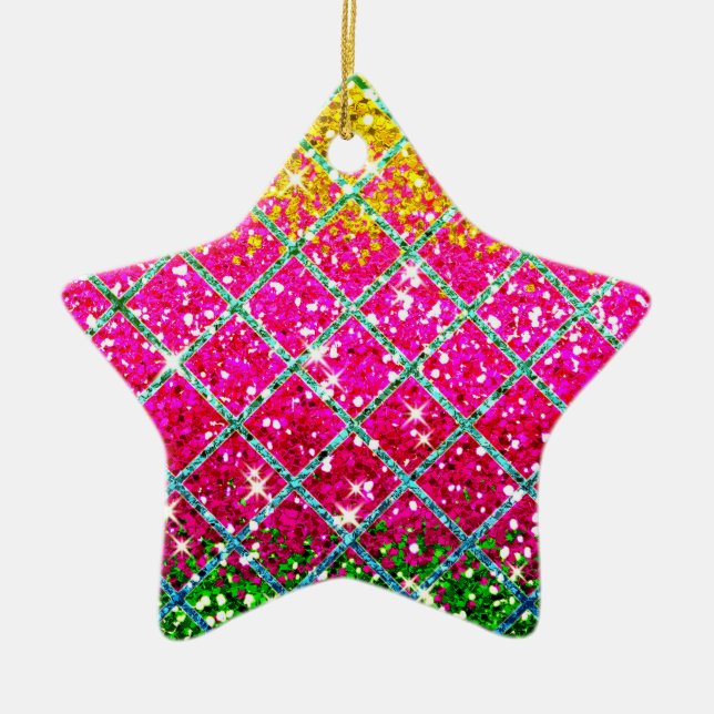 Glitter Pink Snakeskin Ceramic Tree Decoration (Front)