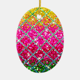 Glitter Pink Snakeskin Ceramic Tree Decoration
