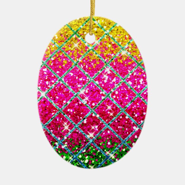 Glitter Pink Snakeskin Ceramic Tree Decoration (Front)