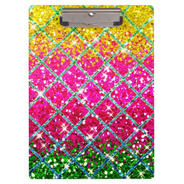 Glitter Pink Snakeskin Clipboard (Front)