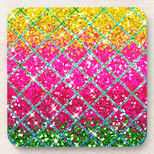 Glitter Pink Snakeskin Coaster (Front)