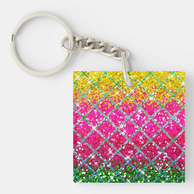 Glitter Pink Snakeskin Key Ring (Front)