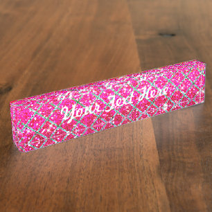 Glitter Pink Snakeskin Nameplate