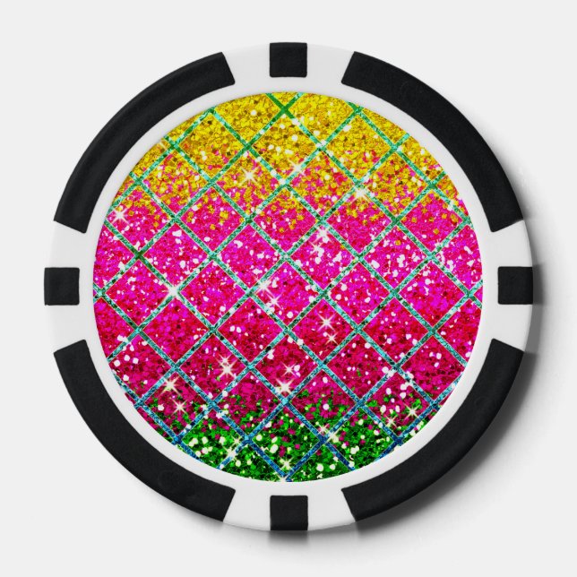 Glitter Pink Snakeskin Poker Chips (Front)