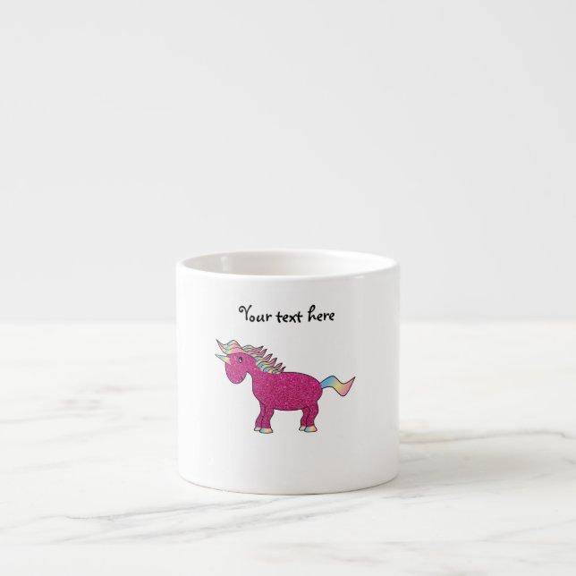 Glitter pink unicorn espresso cup (Front)