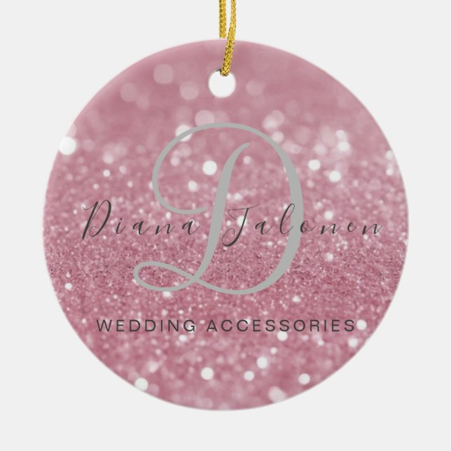 Glitter Pink Wedding Accessories Ceramic Tree Decoration (Front)