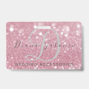 Glitter Pink WEDDING ACCESSORIES ID Badge