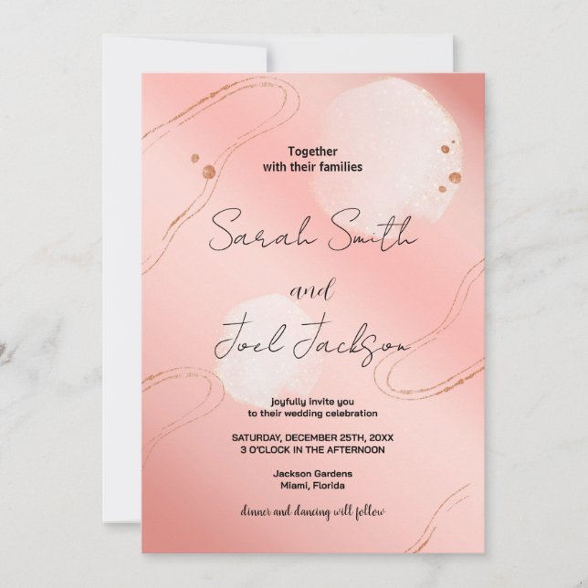 Glitter Pink Wedding Invitations (Front)
