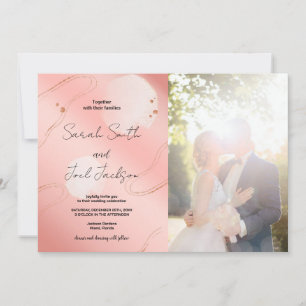 Glitter Pink Wedding Invitations with photo