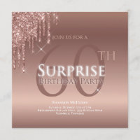 Glitter Pink White 60th Surprise Birthday