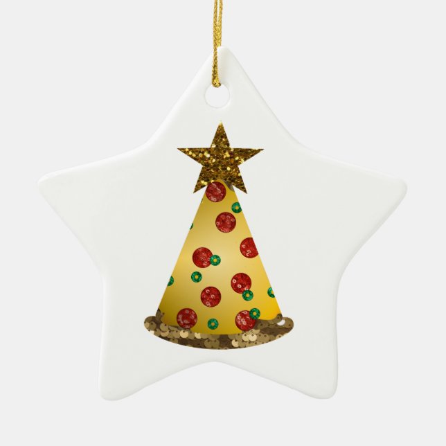 glitter pizza christmas tree ceramic tree decoration (Front)