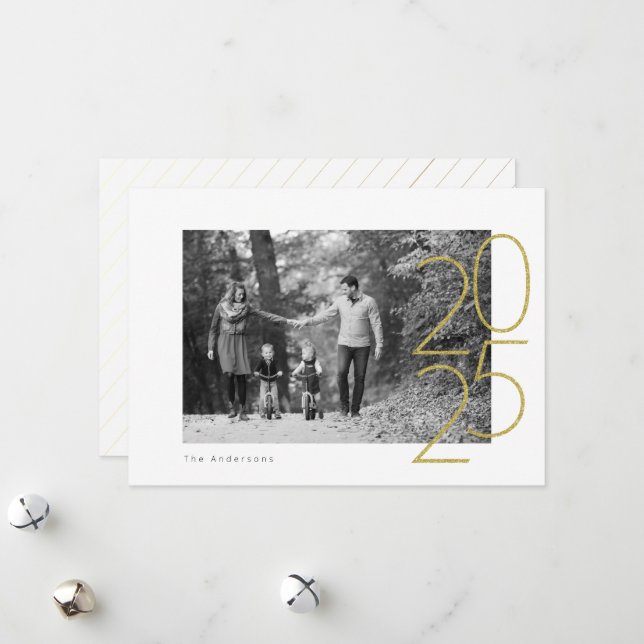 Glitter Playful 2025 Photo Holiday Card (Front/Back In Situ)