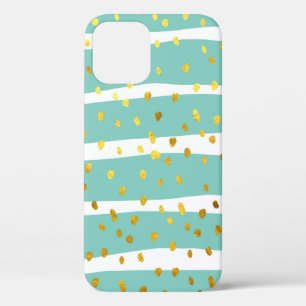 Glitter polka dots and stripes illustration patter iPhone 12 case