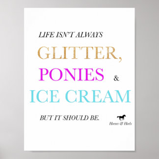 Glitter, Ponies & Ice Cream Colourful Print