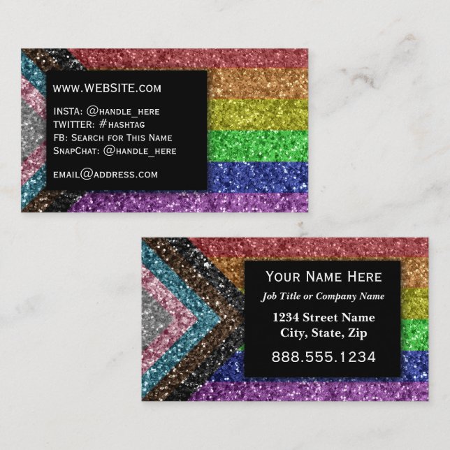Glitter Preschool Teacher Professor LGBT Gay Pride Business Card (Front/Back)