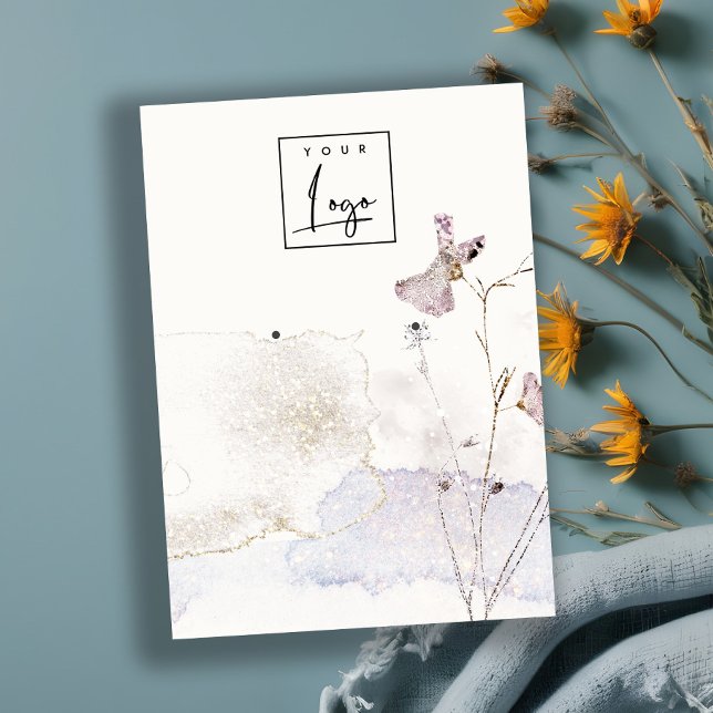 Glitter Pressed Flowers Earrings Logo Display Business Card (Creator Uploaded)