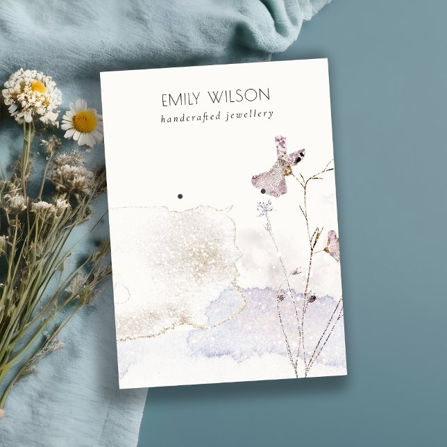 Glitter Pressed Flowers Earrings Stud Display Business Card (Creator Uploaded)