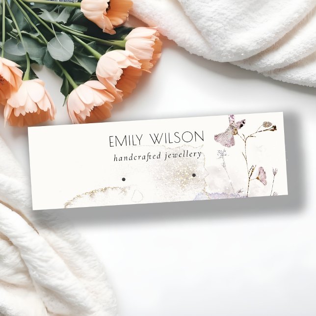 Glitter Pressed Flowers Earrings Stud Display Mini Business Card (Creator Uploaded)