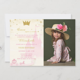 Glitter Princess Birthday Invitation With Photo
