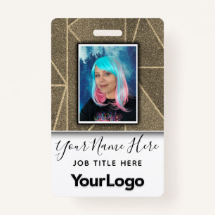 Glitter Professional Corporate Employee Photo Name ID Badge