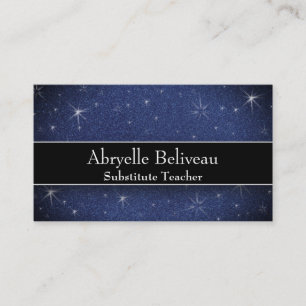 Glitter Professional Substitute Preschool Teachers Business Card