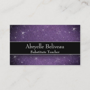 Glitter Professional Substitute Preschool Teachers Business Card
