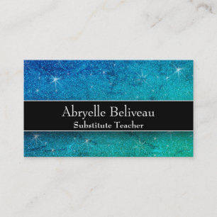 Glitter Professional Substitute Preschool Teachers Business Card