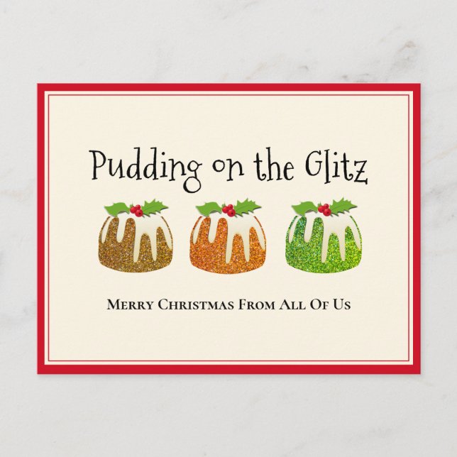 Glitter Pudding Christmas Card (Front)